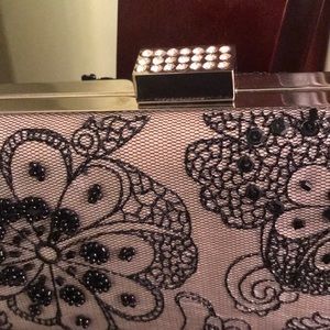 KATE LAUNDRY Clutch Black lace and mauve NWT